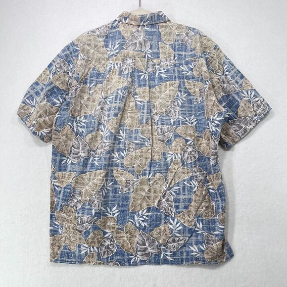 Vintage Cooke Street Shirt Men L Blue Hawaiian Inside Out Tropical Floral Beach - Picture 2 of 11